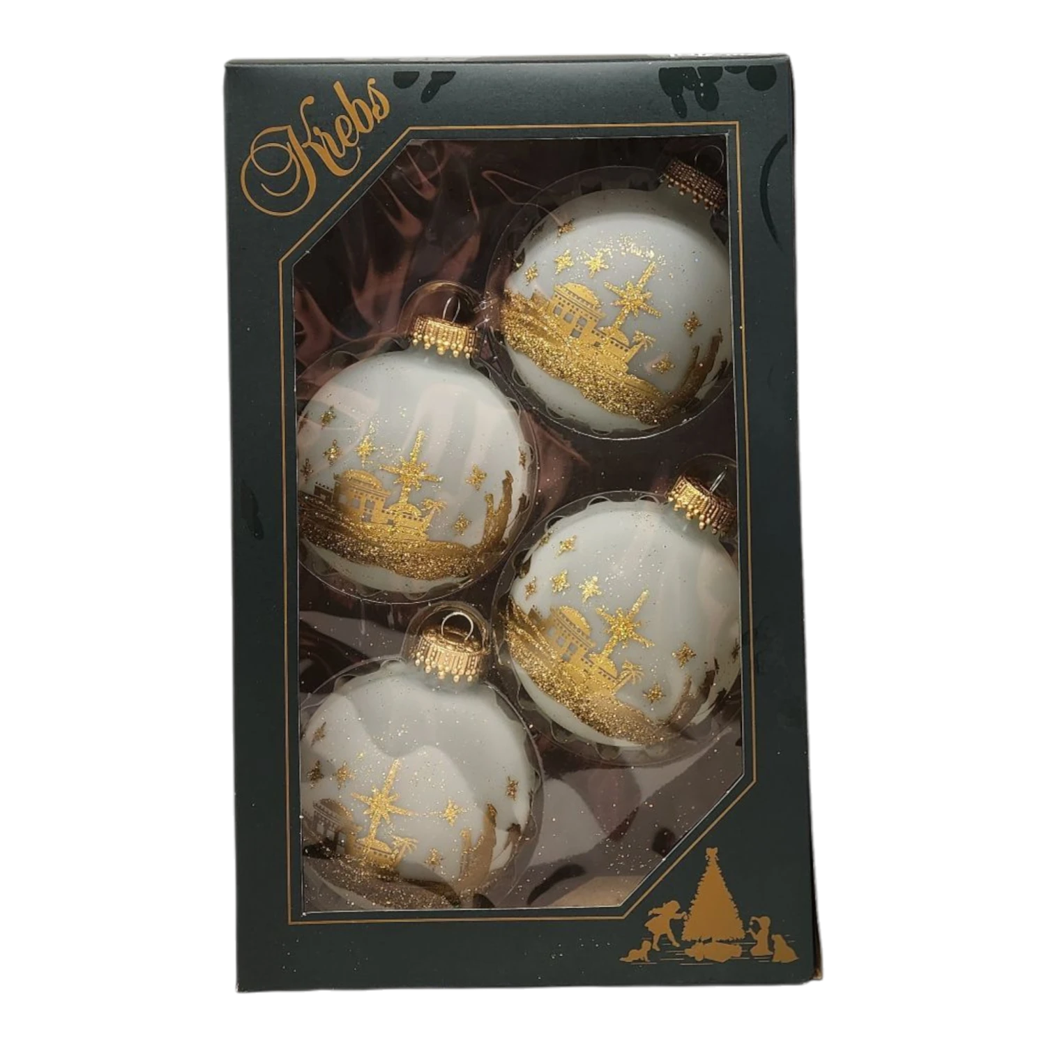 Krebs Value Glass Ornament 4 Pack - Golden Nativty 3 Krebs Value Glass Ornament 4 Pack - Golden Nativty