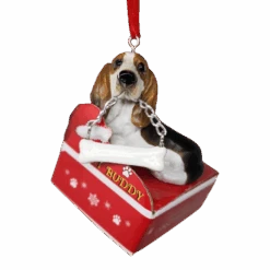 Basset Hound With Bone Ornament