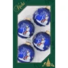 Christmas By Krebbs 2 5/8 Glass Balls - Gold Caps - Royal Velvet With Bell Ringer Snowman - 4 Pack -Country Christmas Loft iyre23yjbpsjriby3pc2