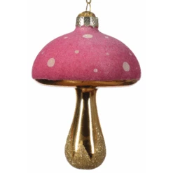 Gold Stem Glass Mushroom Ornament - -Country Christmas Loft j5hcm9gbqtijc5we96uv