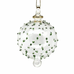 Clear 3" Glass Stipple Ball - Green