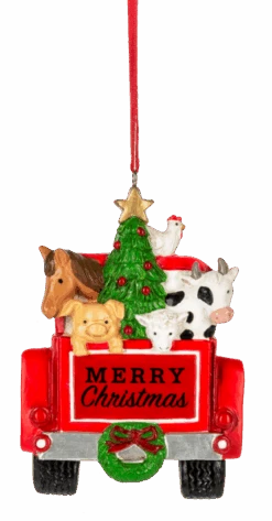Merry Christmas Farm Truck Ornament