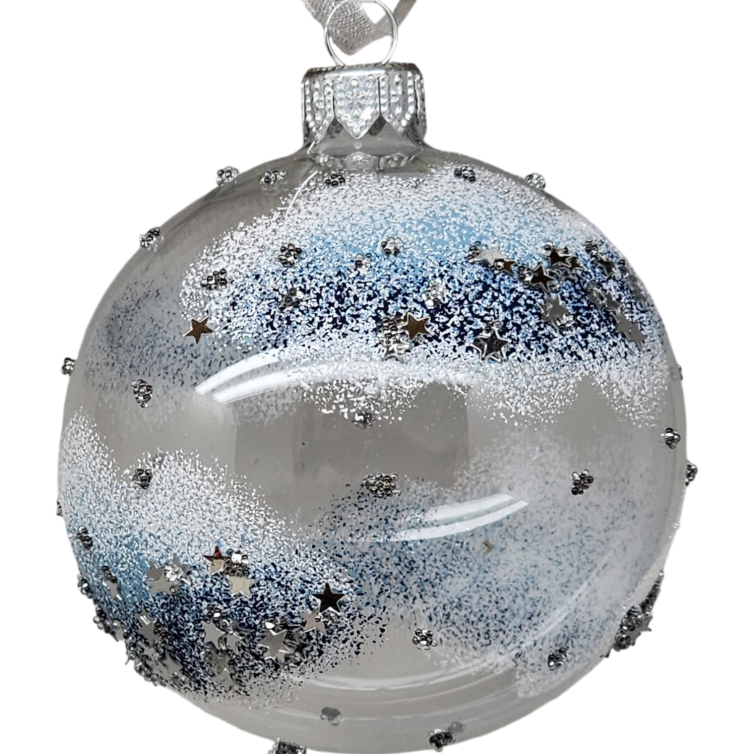 Decoris Cobalt Star Glass Ornament Set - 80mm - Blue And White 6 Decoris Cobalt Star Glass Ornament Set - 80mm - Blue And White - Image 4