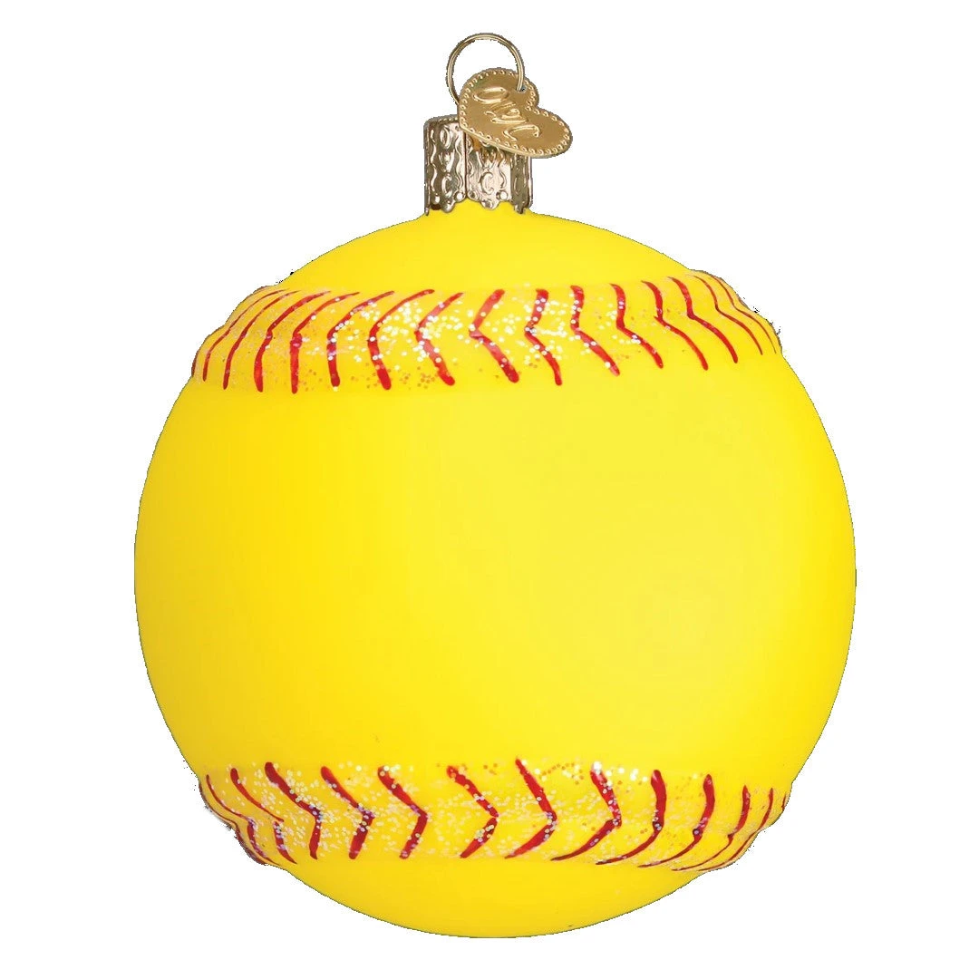 Softball Glass Ornament 3 Softball Glass Ornament