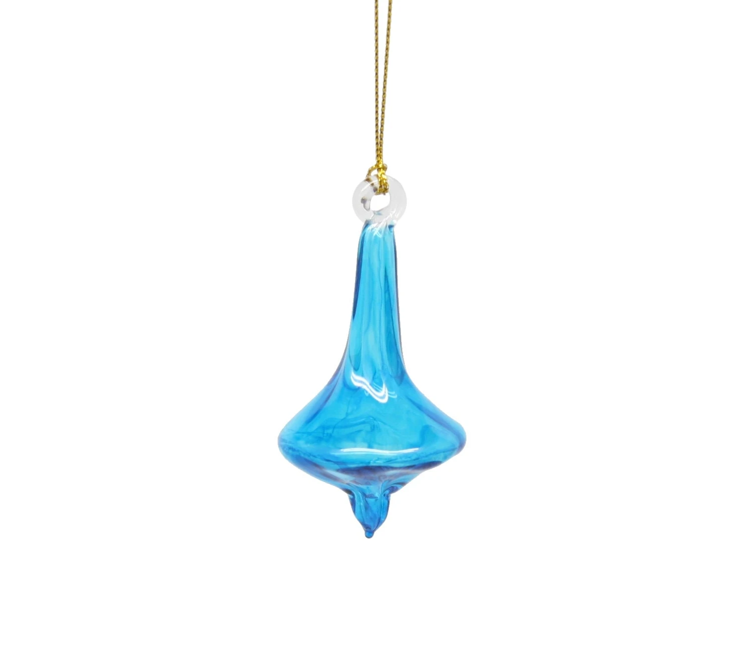 Blown Glass Teardrop Ornament - Turquoise - Low Bulge 3 Blown Glass Teardrop Ornament - Turquoise - Low Bulge