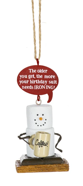 Toasted S'mores Aging Pun Ornament - My Birthday Suit Needs Ironing 3 Toasted S'mores Aging Pun Ornament - My Birthday Suit Needs Ironing