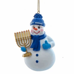 Kurt Adler Snowman With A Menorah Ornament