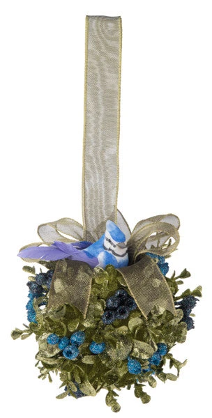 Blue Jay Mistletoe Kissing Ball - 5 Inch 3 Blue Jay Mistletoe Kissing Ball - 5 Inch