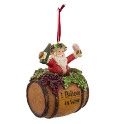 Kurt Adler Santa On Wine Barrel Ornament