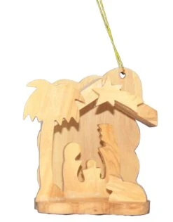 Solid Olive Wood Nativity Ornament