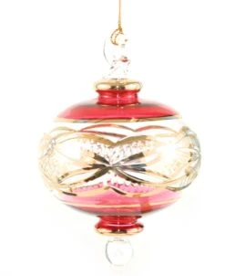 Gold Etched Doubled Ended Sphere - Red