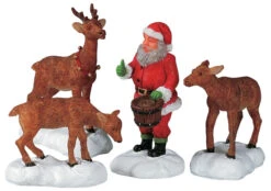 Lemax Santa Feeds Reindeer - Set Of 4 -Country Christmas Loft m6uhiavfv64zfehjem94