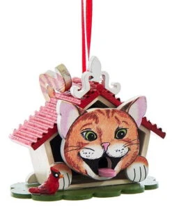 Kurt Adler Cat Birdhouse Ornament - Tabby -Country Christmas Loft mfmwlsyckpp7yl8mcmsz