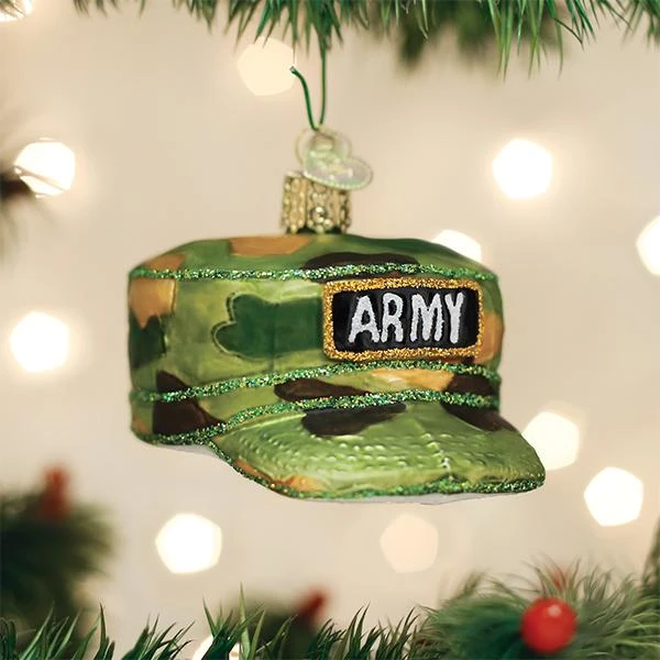 Army Cap Glass Ornament 6 Army Cap Glass Ornament - Image 4