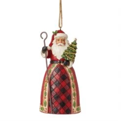 Highland Glen Santa With Cane And Christmas Tree Ornament