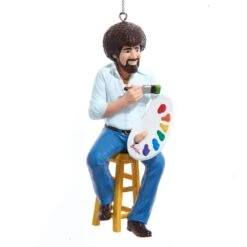 Kurt Adler Bob Ross On Stool Painting Ornament