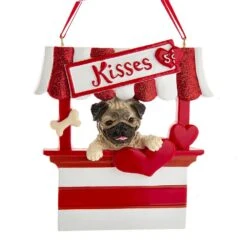 Kurt Adler Dog Kisses - Kissing Booth Ornament - Pug