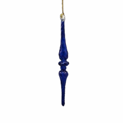 Outer Swirl Icicle Glass Ornaments - Cobalt - Double Torus
