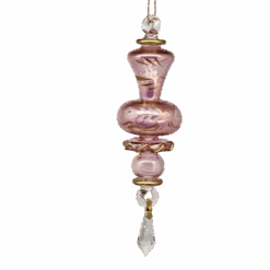 Floral Etched Glass Ruffle Glass Ball - Pink