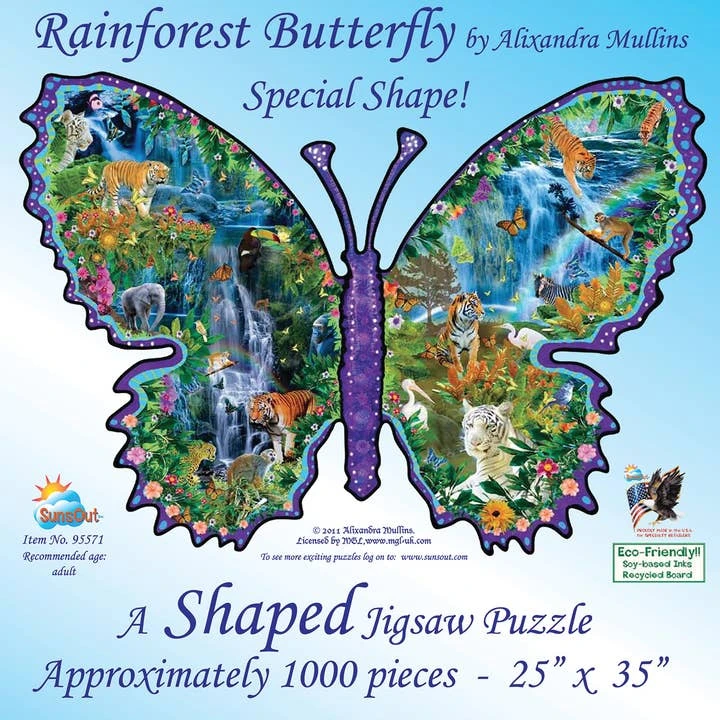Rainforest Butterfly Shaped Jigsaw Puzzle 3 Rainforest Butterfly Shaped Jigsaw Puzzle