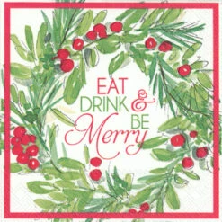 Eat Drink And Be Merry Cocktail Napkins -Country Christmas Loft nnqqppidcaruqv2mhzjn