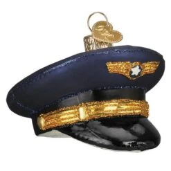 Pilots Cap Glass Ornament