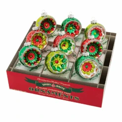 Holiday Splendor 2.5 Inch Reflector Ball Ornaments - 9 Pack