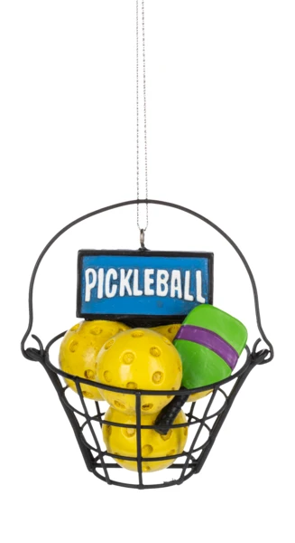 Pickle Ball Basket Ornament 3 Pickle Ball Basket Ornament
