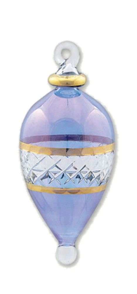 Lattice Glass Ornaments With Gold Accents - Blue Teardrop 4 Lattice Glass Ornaments With Gold Accents - Blue Teardrop - Image 2