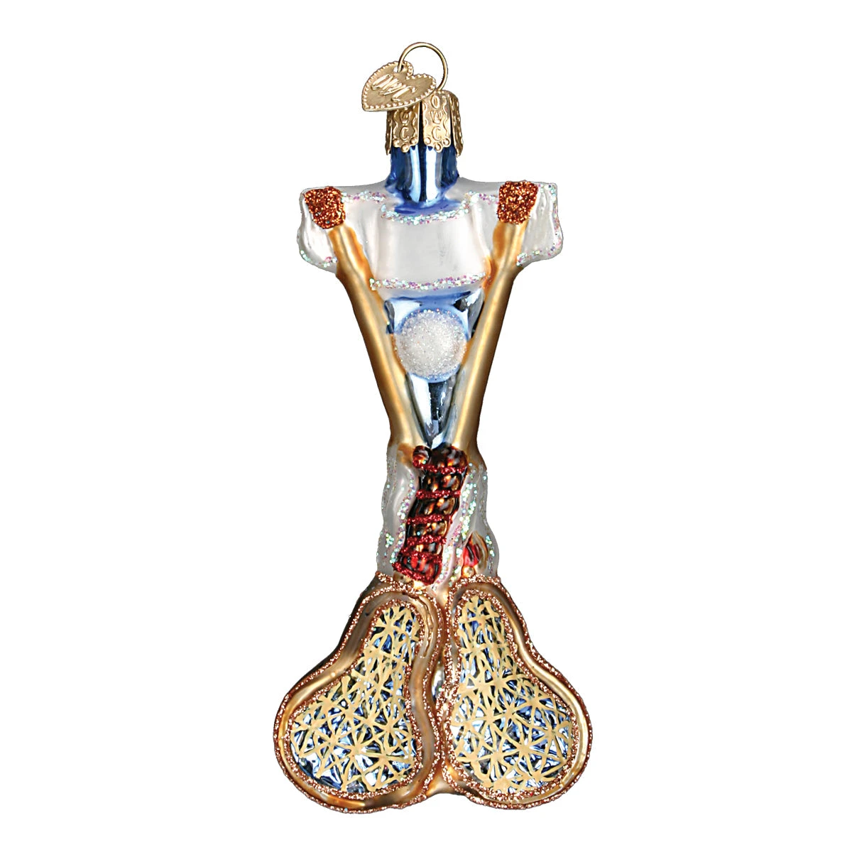 Lacrosse Set Glass Ornament 3 Lacrosse Set Glass Ornament