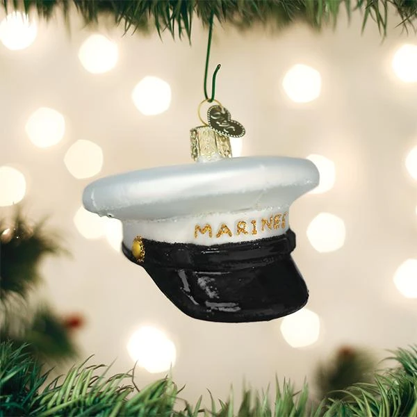 Marines Cap Glass Ornament 6 Marines Cap Glass Ornament - Image 4