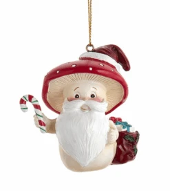 Merry Little Mushroom Santa Ornament - Candycane