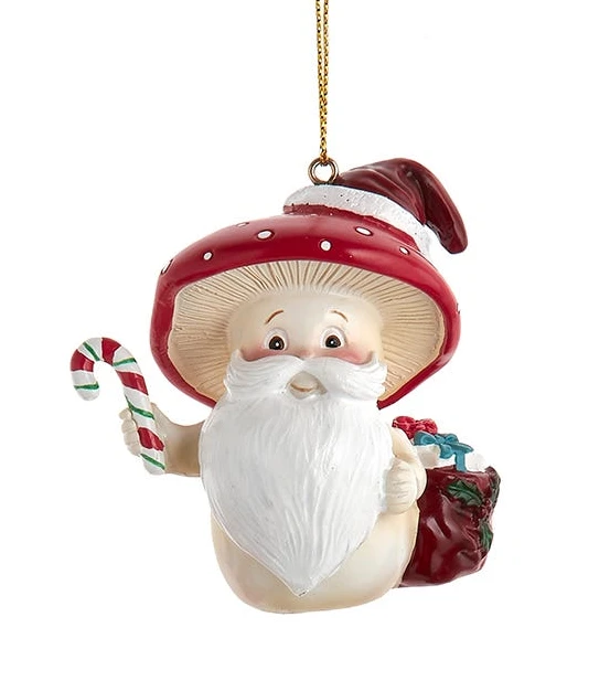 Merry Little Mushroom Santa Ornament - Candycane 3 Merry Little Mushroom Santa Ornament - Candycane