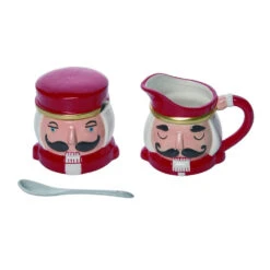 Ceramic Nutcracker Sugar And Creamer Set