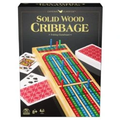 Solid Wood Cribbage Board With Cards