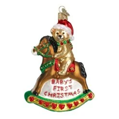 Babys First Christmas Rocking Horse Teddy Glass Ornament -Country Christmas Loft pt5vyb6m9i4maplorxeq