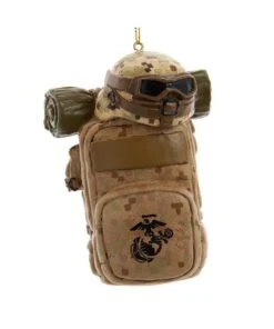 Kurt Adler U.S. Marine Corps Backpack With Helmet Ornament