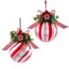 Kurt Adler Peppermint Glass Ball With Candy And Greenery Ornament - -Country Christmas Loft qak4e9sesu7lgzlb9tnb