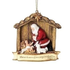 The Kneeling Santa With Baby Jesus Ornament -Country Christmas Loft qap7pmzd4yjav6chli7m