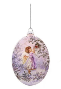 Oval Glass Ornament - Brunette Angel Girl -Country Christmas Loft qaztjsopb8d2b75jlyeu