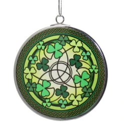 Kurt Adler Shamrock Stained Glass Ornament - -Country Christmas Loft qcw6evehnz64iswky8w5