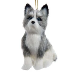 Kurt Adler Furry Dog Ornament - Husky