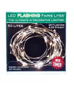 Kurt Adler Battery-Operated 50-Light LED Fairy Flashing Light Set - Cool White