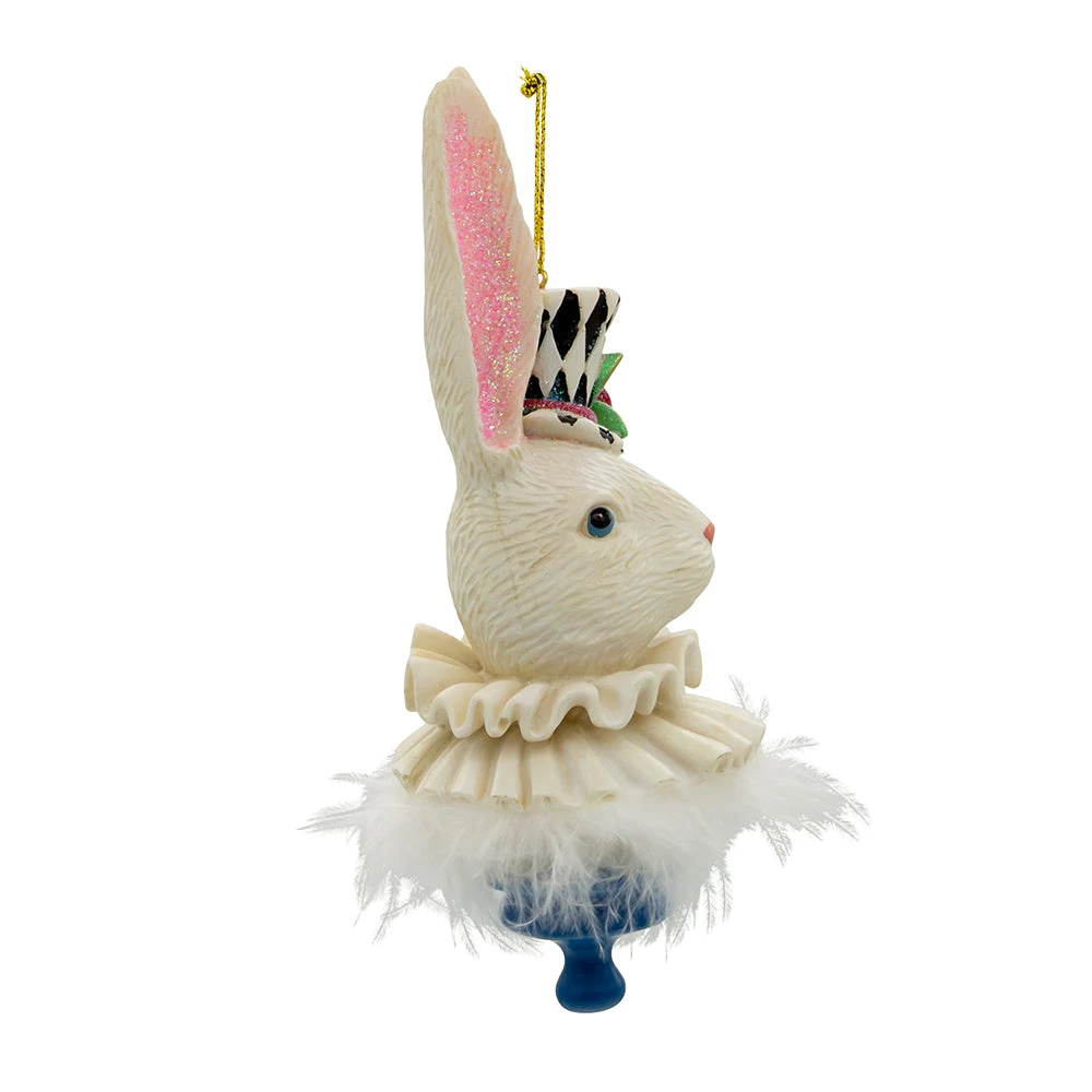 Kurt Adler Alice In Wonderland Hat Ornament - White Rabbit 4 Kurt Adler Alice In Wonderland Hat Ornament - White Rabbit - Image 2