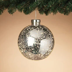 8" Lighted Mercury Plastic Ornament - Silver