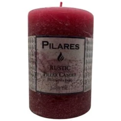 Rustic Pillar Candle - 4 Inch Bourdeaux