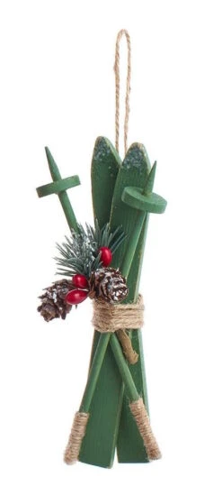 Kurt Adler Wooden Skis With Holiday Décor Ornament - -Country Christmas Loft rs9ts06mg5zsfiskwxmg