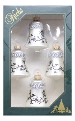 Krebs Value Glass Ball 4 Pack - Black Floral Silver Bell