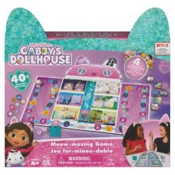 SpinMaster Gabby’s Dollhouse Meow-Mazing Board Game Based On The DreamWorks Netflix Show With 4 Kitty Headbands
