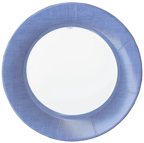 Linen Border Paper Salad Plates In Blue II - 8 Per Package 3 Linen Border Paper Salad Plates In Blue II - 8 Per Package